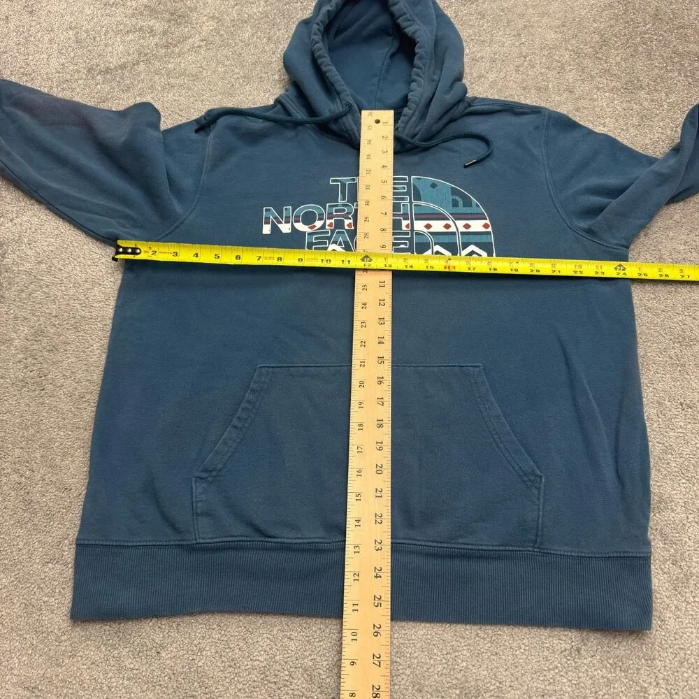 The North Face Aztec Pullover Hoodie Graphic Sweatshirt Mens Large Blue Casual